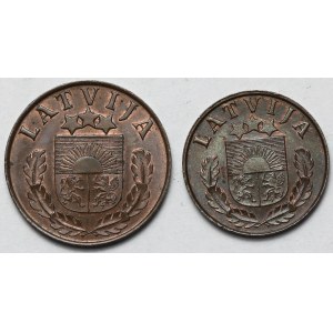 Łotwa, 1 i 2 santimi 1939 - zestaw (2szt)