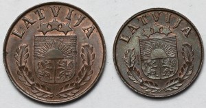 Lettonia, 1 e 2 santimi 1939 - set (2pz)