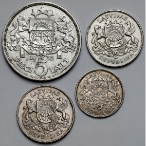 Łotwa, 1-5 lati 1924-1932 - zestaw (4szt)