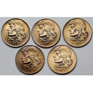 10 złotych 1970 Kościuszko - zestaw (5szt)