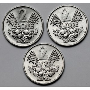 2 złote 1970 - mennicze - zestaw (3szt)