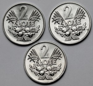 2 złote 1970 - mennicze - zestaw (3szt)