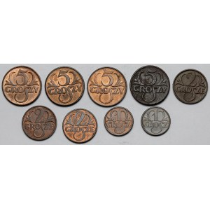 1-5 groszy 1923-1939 - zestaw (9szt)
