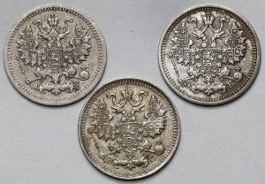 Russie, Nicolas II, 5 kopecks 1905-1913 - set (3pcs)
