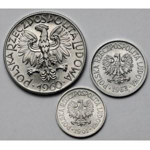 10 groszy - 5 złotych 1960-1963 - zestaw (3szt)