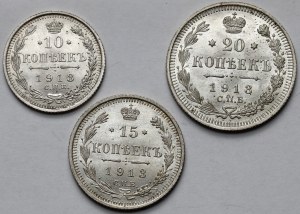 Russia, Nicholas II, 10-20 kopecks 1913 - set (3pcs)