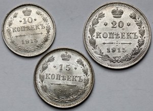 Rosja, Mikołaj II, 10-20 kopiejek 1915 - zestaw (3szt)