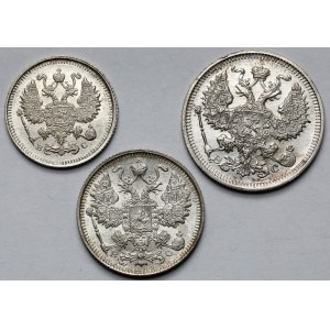 Rosja, Mikołaj II, 10-20 kopiejek 1915 - zestaw (3szt)