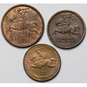 Litwa, 1-2 centai 1925-1936 - zestaw (3szt)