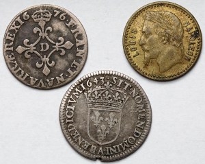 Francia, monete d'argento 1643-1676 e Spiel Marke - set (3 pezzi)