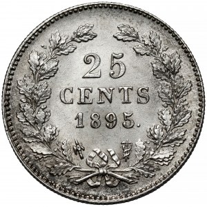 Netherlands, Wilhelmina, 25 cents 1895 - rare