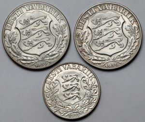 Estonia, 1-2 krooni 1930-1933 - set (3pcs)