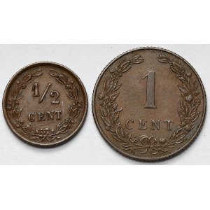 Niderlandy, 1 i 1/2 cent 1885-1905 - zestaw (2szt)