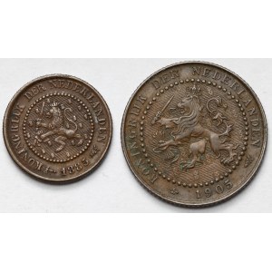 Niderlandy, 1 i 1/2 cent 1885-1905 - zestaw (2szt)