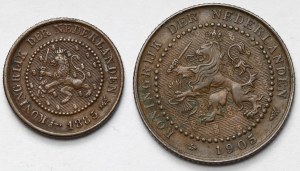 Netherlands, 1 and 1/2 cent 1885-1905 - set (2pcs)