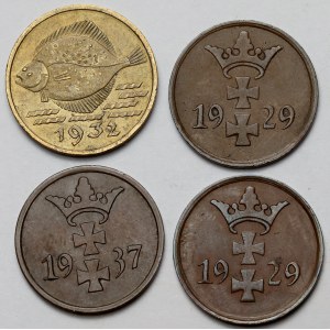 Gdańsk, 1-5 fenigów 1929-1937 - zestaw (4szt)