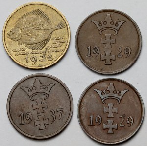 Danzig, 1-5 fenig 1929-1937 - set (4pcs)