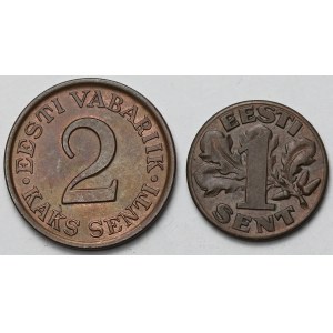 Estonia, 1-2 senti 1929-1934 - zestaw (2szt)