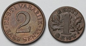 Estonie, 1-2 senti 1929-1934 - set (2pcs)