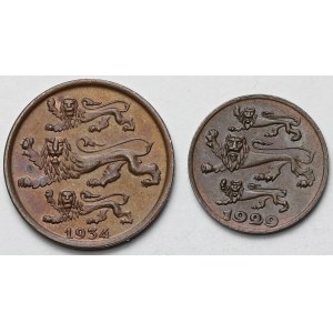 Estonia, 1-2 senti 1929-1934 - zestaw (2szt)