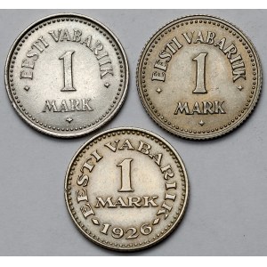 Estonia, 1 marka 1922-1926 - zestaw (3szt)