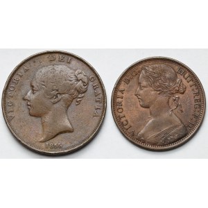 Anglia, Wiktoria, Penny 1855-1873 - zestaw (2szt)