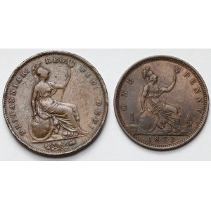 Anglia, Wiktoria, Penny 1855-1873 - zestaw (2szt)
