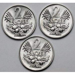 2 złote 1970 - mennicze - zestaw (3szt)