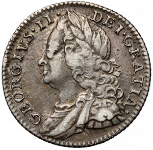 Anglie, George II, 6 pencí 1757