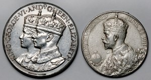 England, Georg V. und Georg VI., Silberne Krönungsmedaillen 1911 und 1937 (2 Stk.)