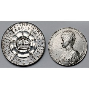 Anglia, Jerzy V i Jerzy VI, SREBRO Medale koronacyjne 1911 i 1937 (2szt)