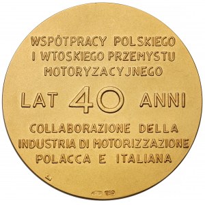 Włochy ZŁOTO Medal 40 lat Polskiego Fiata 1932-1972 - RZADKOŚĆ