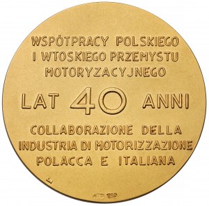 Italy GOLD Medal 40 Years of the Polish Fiat 1932-1972 - RARE.