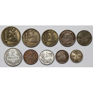 Litwa, 1 centas - 2 litu 1925-1936 - zestaw (10szt)