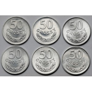 50 groszy 1970-1984 - zestaw (6szt)