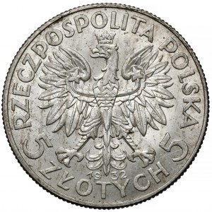 Głowa Kobiety 5 złotych 1932 bez znaku, Londyn