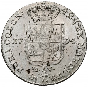 Poniatowski, Dwuzłotówka 1794 MV - 1/4 - PIĘKNA
