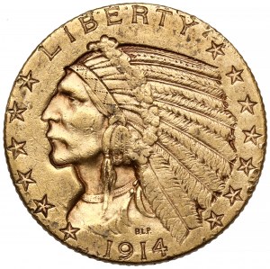USA, $5 1914-D, Denver - Indiánská hlava