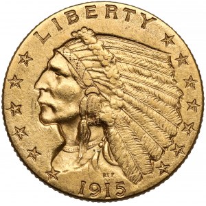 USA, 2 1/2 dolara 1915, Philadelphia - Głowa Indianina