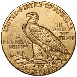 USA, $2 1/2 1915, Philadelphia - hlava indiána