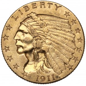 USA, 2 1/2 dolara 1911, Philadelphia - Głowa Indianina