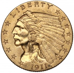 USA, $2 1/2 1911, Philadelphia - hlava indiána