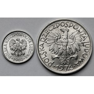 5 groszy 1960 i 2 złote 1974 - zestaw (2szt)