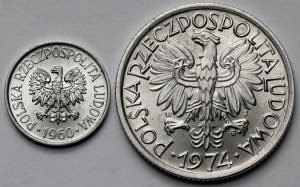 5 pennies 1960 and 2 zlotys 1974 - set (2pcs)