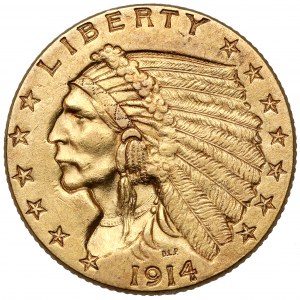 USA, 2 1/2 dolara 1914, Philadelphia - Głowa Indianina
