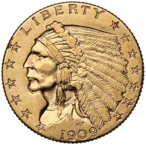 USA, 2 1/2 dolara 1909, Philadelphia - Głowa Indianina