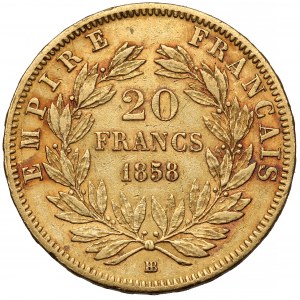 Francja, Napoleon III, 20 franków 1858-BB, Strasbourg