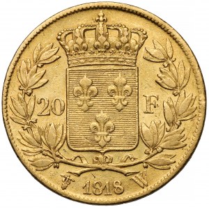 Francja, Ludwik XVIII, 20 franków 1818-W, Lille