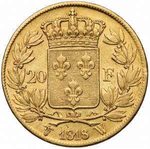 France, Louis XVIII, 20 francs 1818-W, Lille