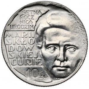 Próba NIKIEL 10 złotych 1967 Skłodowska - na wprost